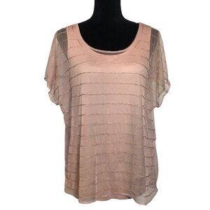 Design History Pink Mesh Beaded Tank T-Shirt Top - Size Large